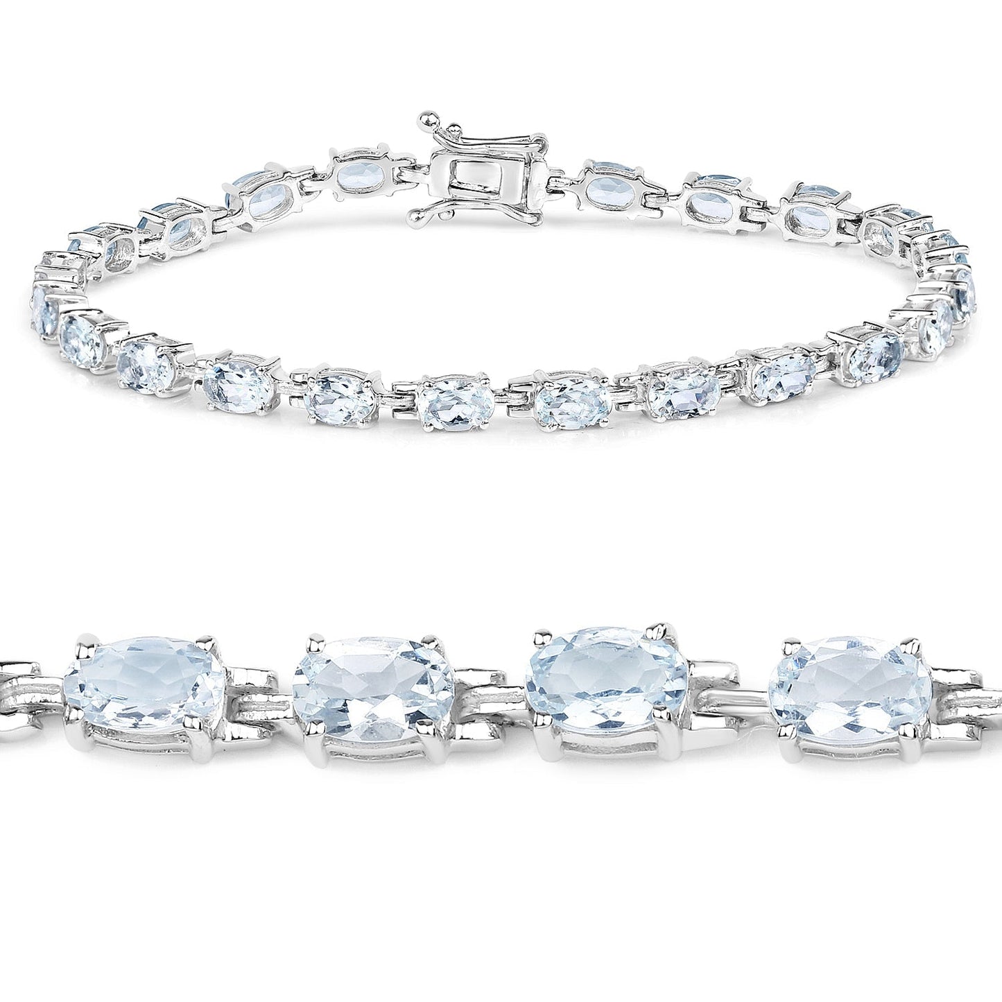 8.80 Carat Genuine Aquamarine .925 Sterling Silver Bracelet Bids.com