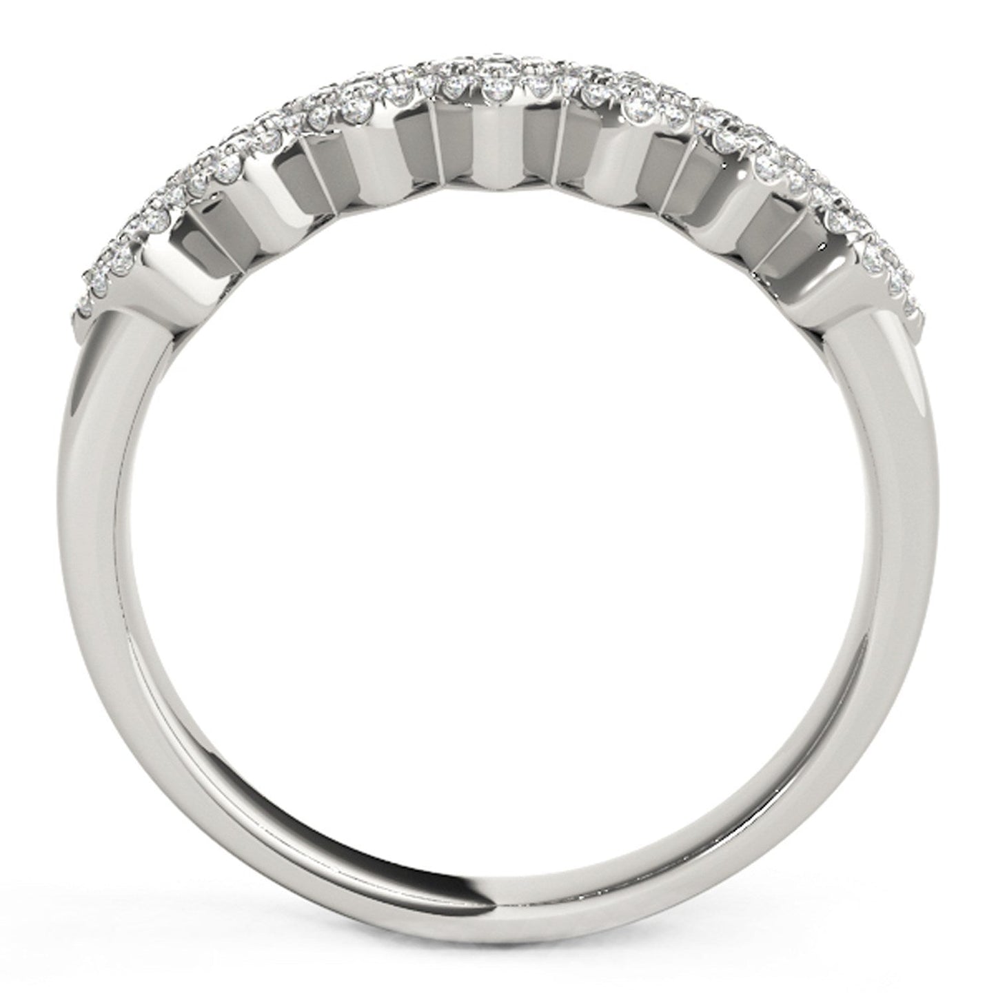 Diamond Studded Wide Multi-Diagonal Pattern Ring in 14k White Gold (5/8 cttw) Bids.com
