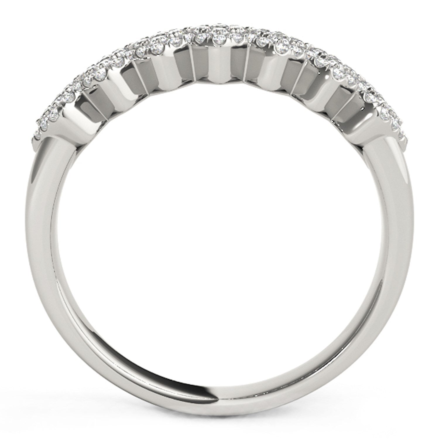 Diamond Studded Wide Multi-Diagonal Pattern Ring in 14k White Gold (5/8 cttw) Bids.com