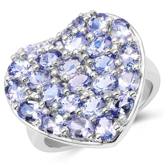 3.96 Carat Genuine Tanzanite .925 Sterling Silver Ring Bids.com