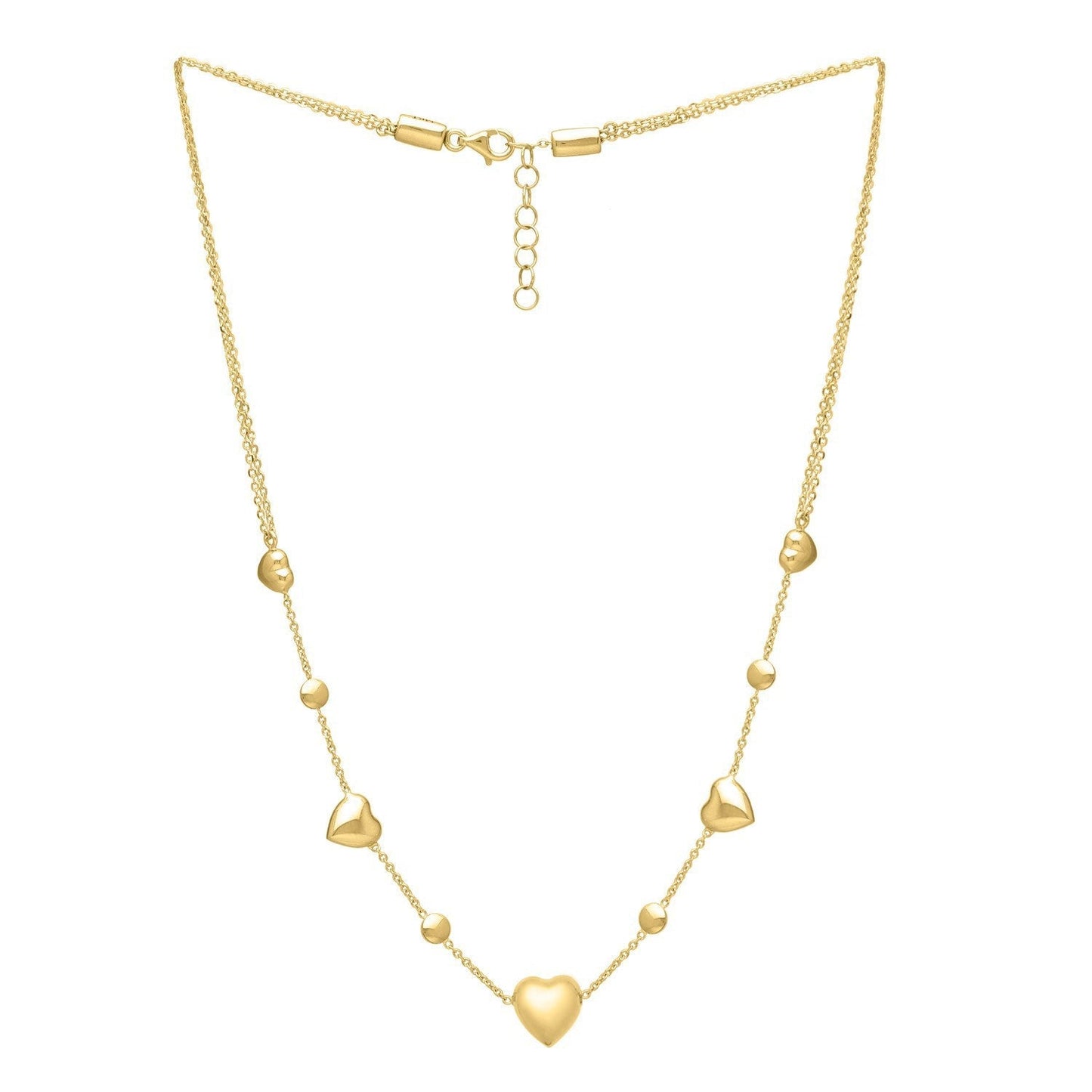 14k Yellow Gold Puff Heart Adjustable Necklace Bids.com