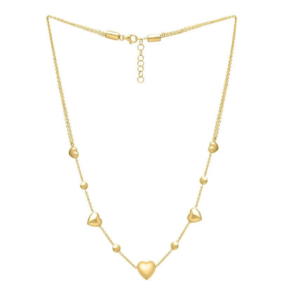 14k Yellow Gold Puff Heart Adjustable Necklace Bids.com