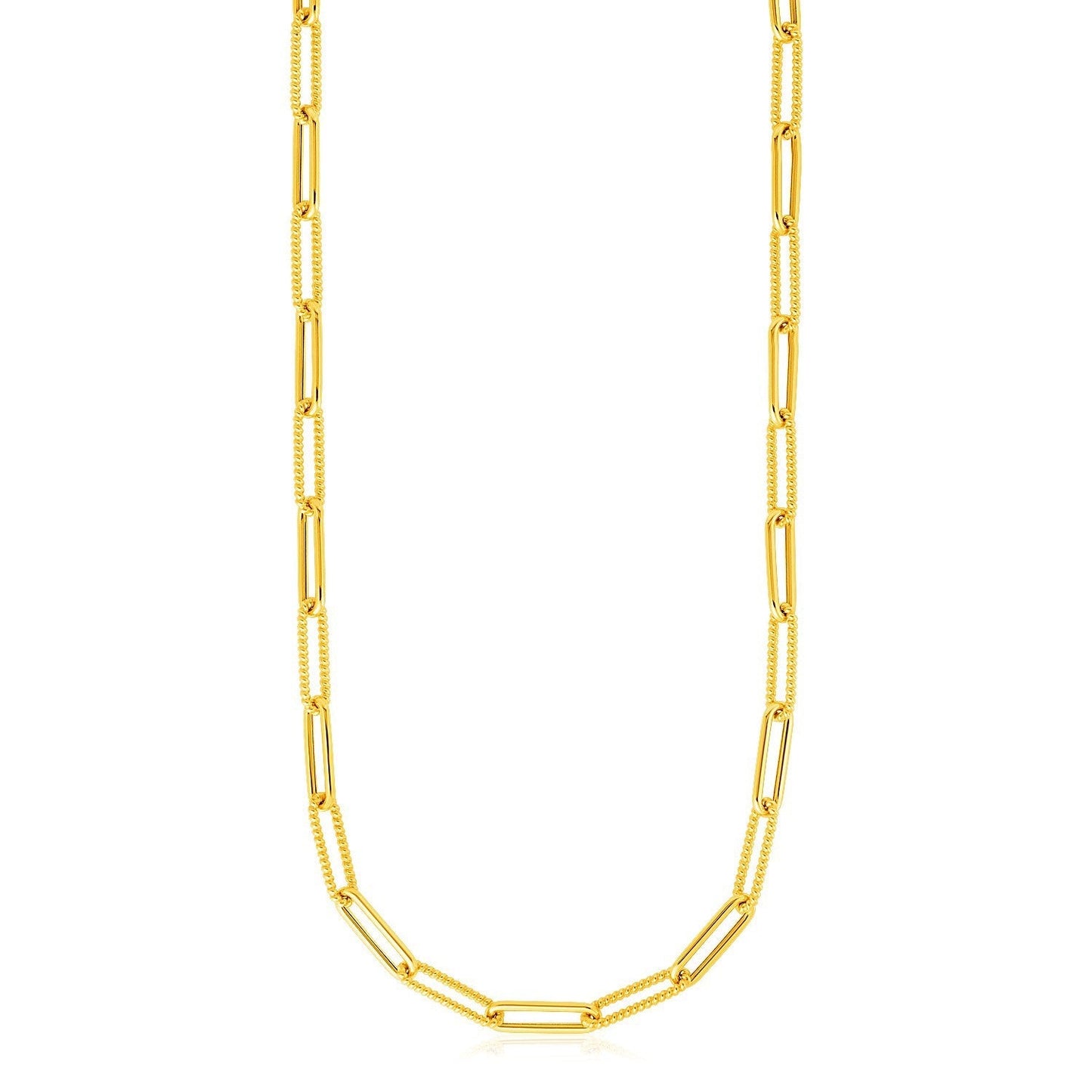 14k Yellow Gold Textured Paperclip Chain (3.5mm) Bids.com