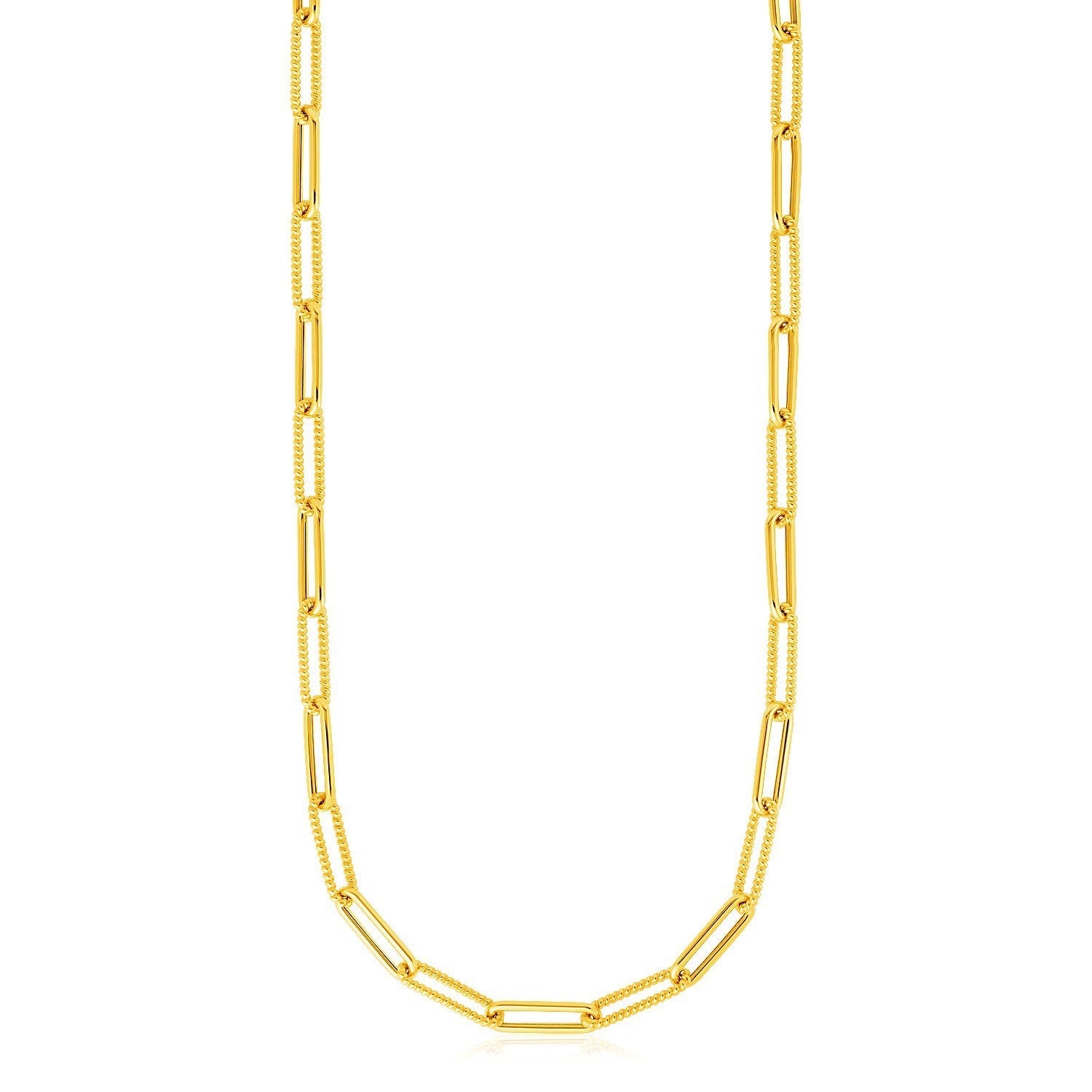 14k Yellow Gold Textured Paperclip Chain (3.5mm) Bids.com