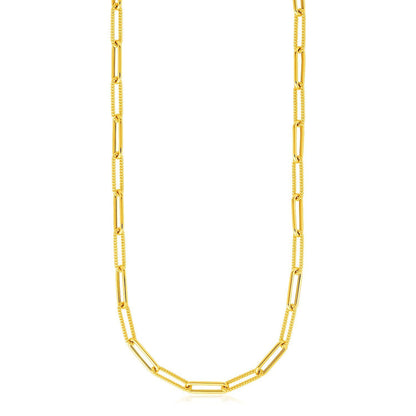 14k Yellow Gold Textured Paperclip Chain (3.5mm) Bids.com