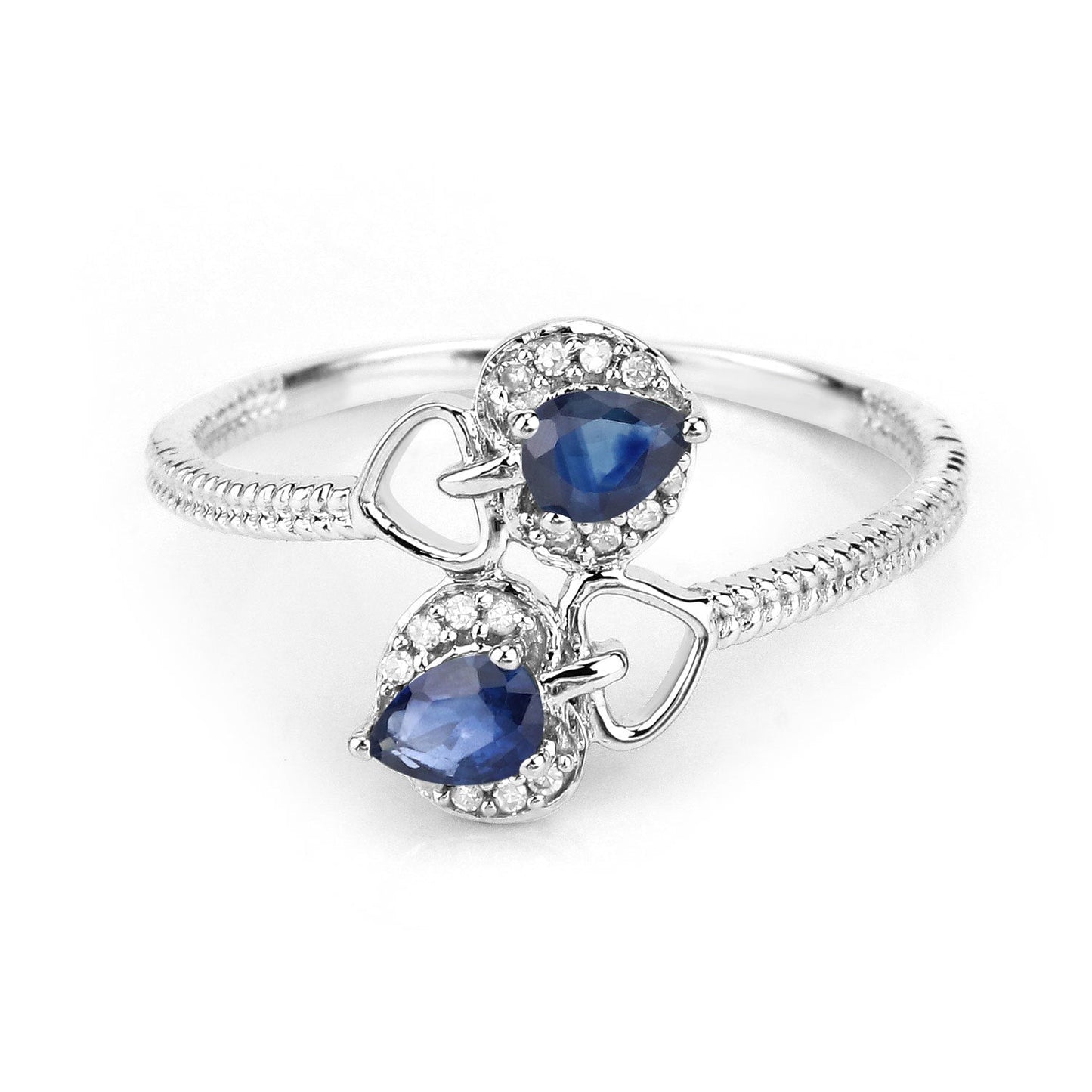0.34 Carat Genuine Blue Sapphire and White Diamond 14K White Gold Ring Bids.com