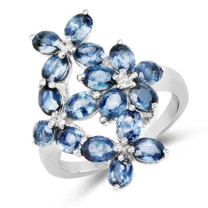 3.40 Carat Genuine Blue Sapphire .925 Sterling Silver Ring Bids.com