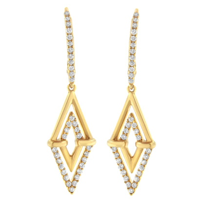 14K Yellow Gold 3/8 Cttw Double Triangle Drop and Dangle Diamond Earrings (G-H Color, SI1-SI2 Clarity) Bids.com