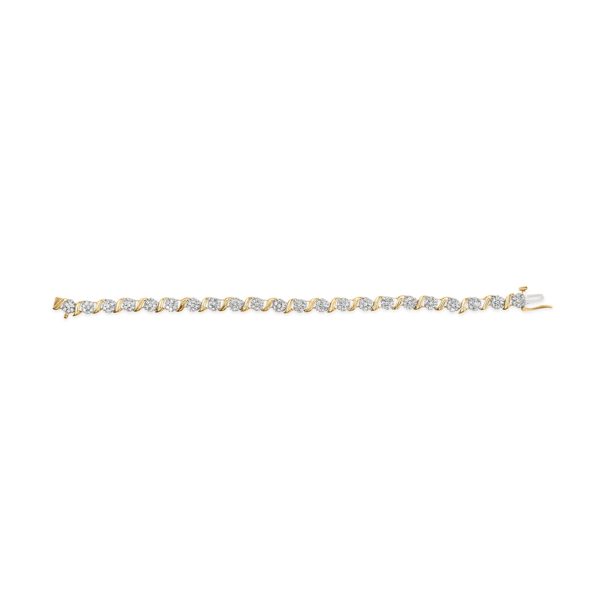 10K Yellow Gold 2.00 Cttw Round Cut Diamond 'S' Cluster Bracelet (J-K Color, I1-I2 Clarity) Bids.com