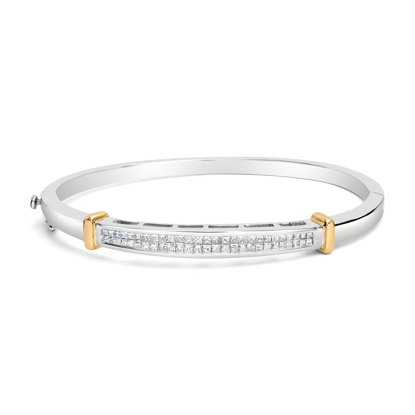 14K Two-Toned Gold Princess Cut Diamond Fashion Bangle (1 cttw, H-I Color, SI1-SI2 Clarity) Bids.com