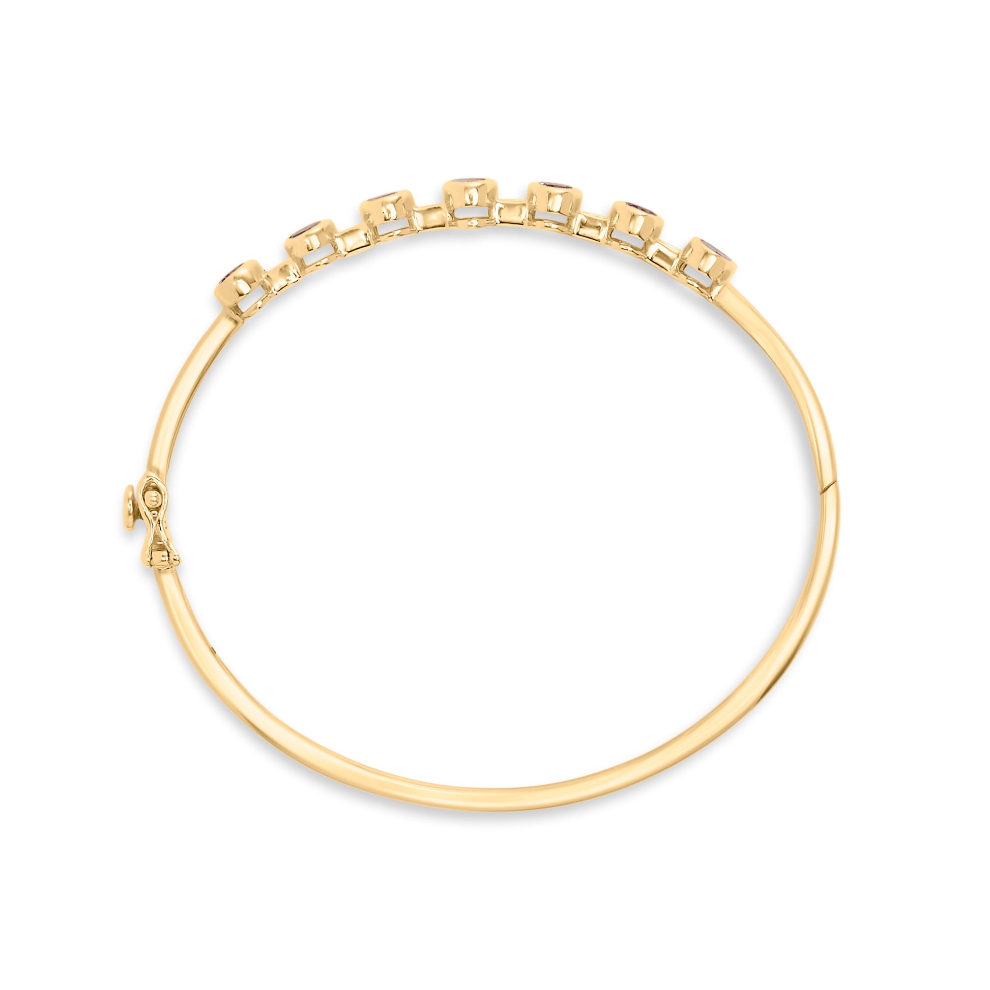 14K Yellow Gold Alternating Bezel Set 5MM Oval Shaped Tanzanite and 1/5 Cttw Diamond Bangle Bracelet (H-I Color, VS2-SI1 Clarity) - Fit's wrists up to 7.25" Inches Bids.com