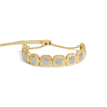 14k Yellow Gold Plated .925 Sterling 5/8 Cttw Diamond Composite Cushion Frame 4â€-10â€ Adjustable Bolo Bracelet (G-H Color, I1-I2 Clarity) Bids.com