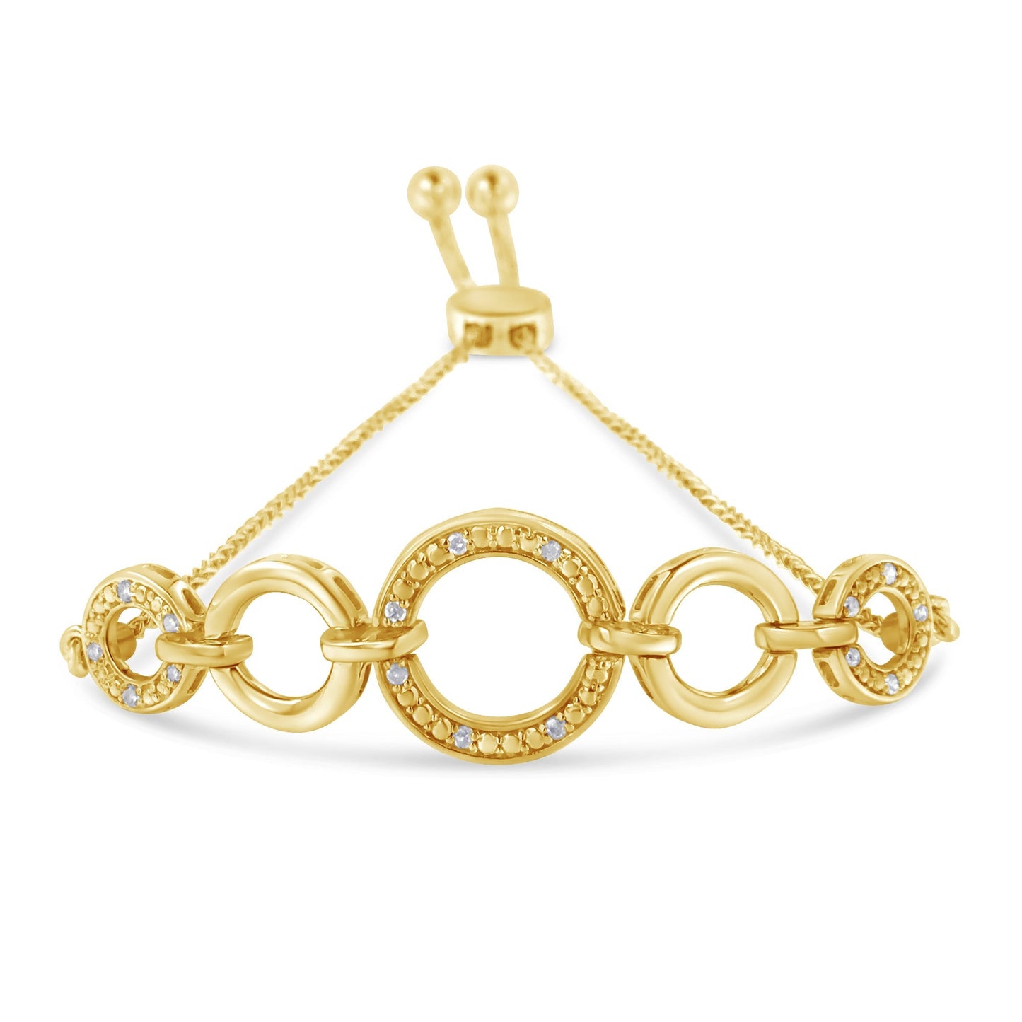 10K Yellow Gold over .925 Sterling Silver Diamond Accented Graduated Infinity Open Circle 6â€-9â€ Adjustable Bolo Bracelet (H-I Color, I2-I3 Clarity) Bids.com