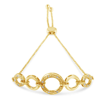 10K Yellow Gold over .925 Sterling Silver Diamond Accented Graduated Infinity Open Circle 6â€-9â€ Adjustable Bolo Bracelet (H-I Color, I2-I3 Clarity) Bids.com