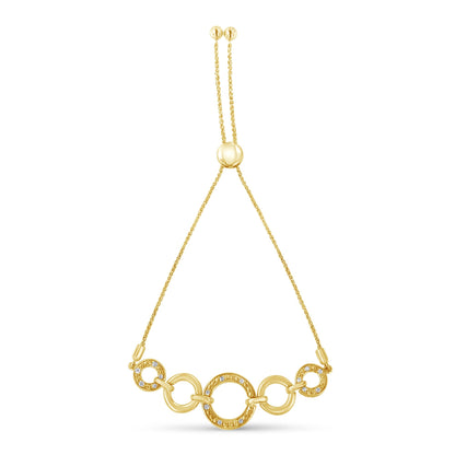 10K Yellow Gold over .925 Sterling Silver Diamond Accented Graduated Infinity Open Circle 6â€-9â€ Adjustable Bolo Bracelet (H-I Color, I2-I3 Clarity) Bids.com