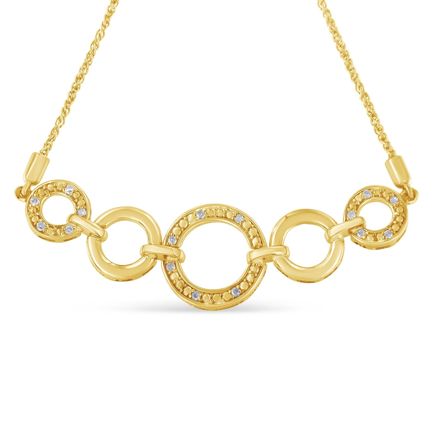 10K Yellow Gold over .925 Sterling Silver Diamond Accented Graduated Infinity Open Circle 6â€-9â€ Adjustable Bolo Bracelet (H-I Color, I2-I3 Clarity) Bids.com