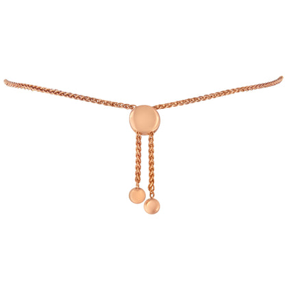 10K Rose Gold over .925 Sterling Silver 1/10 Cttw Round-Cut Diamond Heart Link Adjustable Bolo Bracelet (H-I Color, I2-I3 Clarity) - 6"-9" Adjustable Bids.com