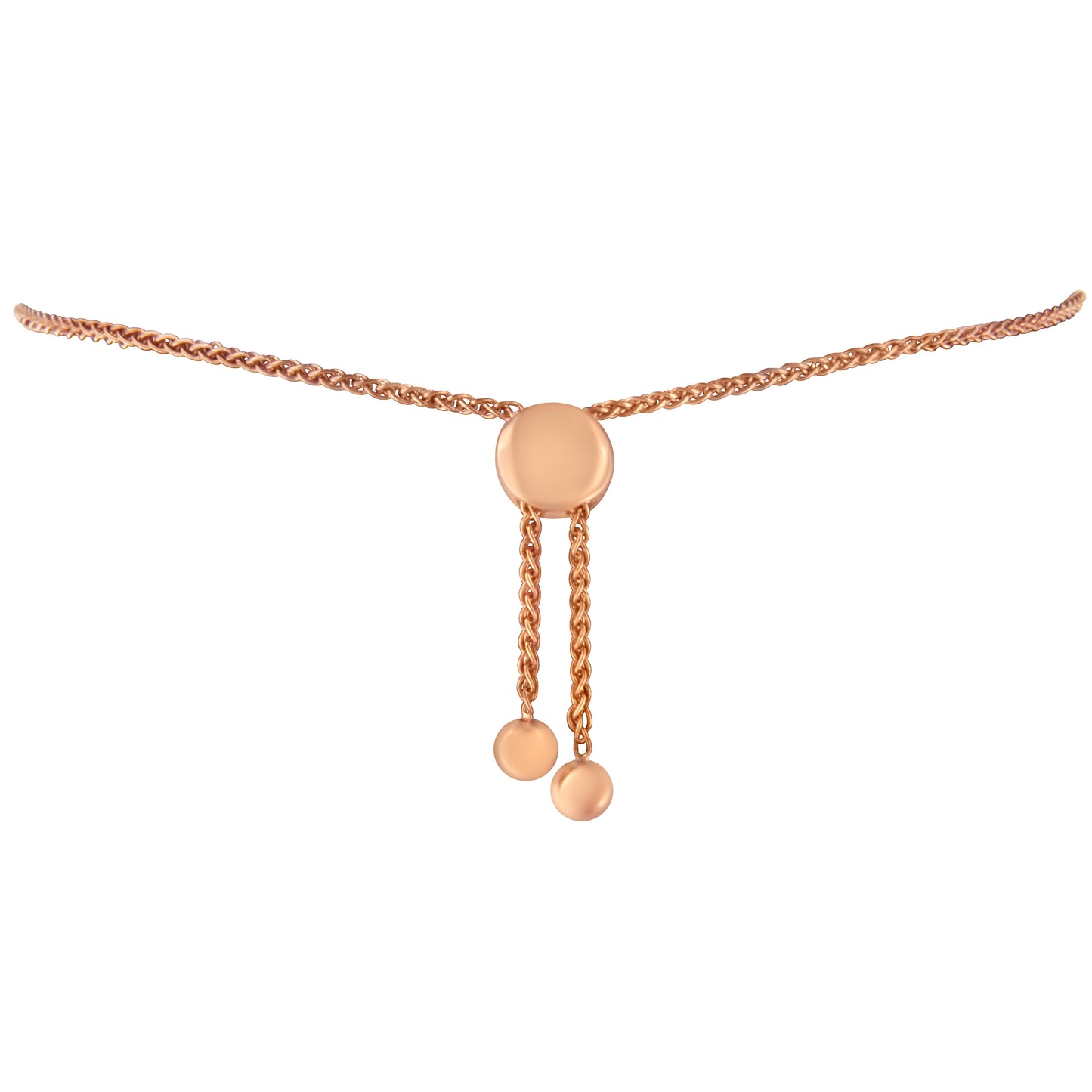 14K Rose Gold Plated .925 Sterling Silver Diamond Accent Circle and Heart Link Adjustable 6â€-10â€ Bolo Bracelet (I-J Color, I3 Clarity) Bids.com