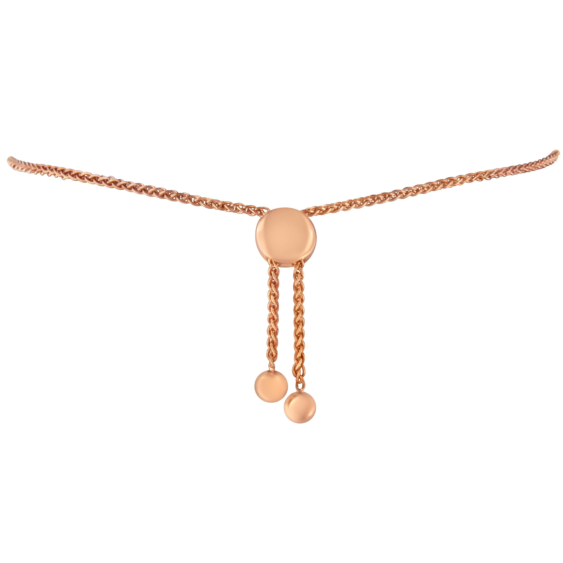 14K Rose Gold Plated .925 Sterling Silver Diamond Accent Circle and Heart Link Adjustable 6â€-10â€ Bolo Bracelet (I-J Color, I3 Clarity) Bids.com
