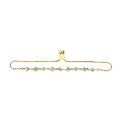 14K Yellow Gold Plated .925 Sterling Silver Diamond Accent Heart and Wave Link Bolo Bracelet (I-J Color, I2-I3 Clarity) - 6" to 9" Adjustable Bids.com