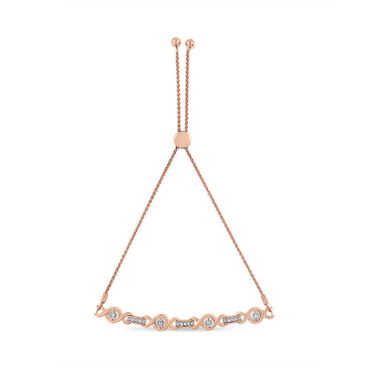 14K Yellow Gold Plated .925 Sterling Silver Channel Set Diamond Accent Twist 4â€-10â€ Adjustable Bolo Bracelet (I-J Color, I3 Clarity) Bids.com