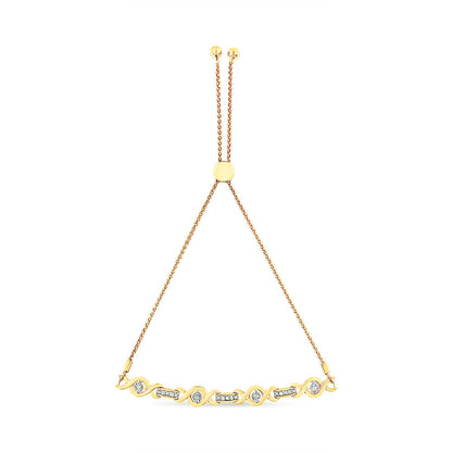 14K Yellow Gold Plated .925 Sterling Silver Channel Set Diamond Accent Twist 4â€-10â€ Adjustable Bolo Bracelet (I-J Color, I3 Clarity) Bids.com