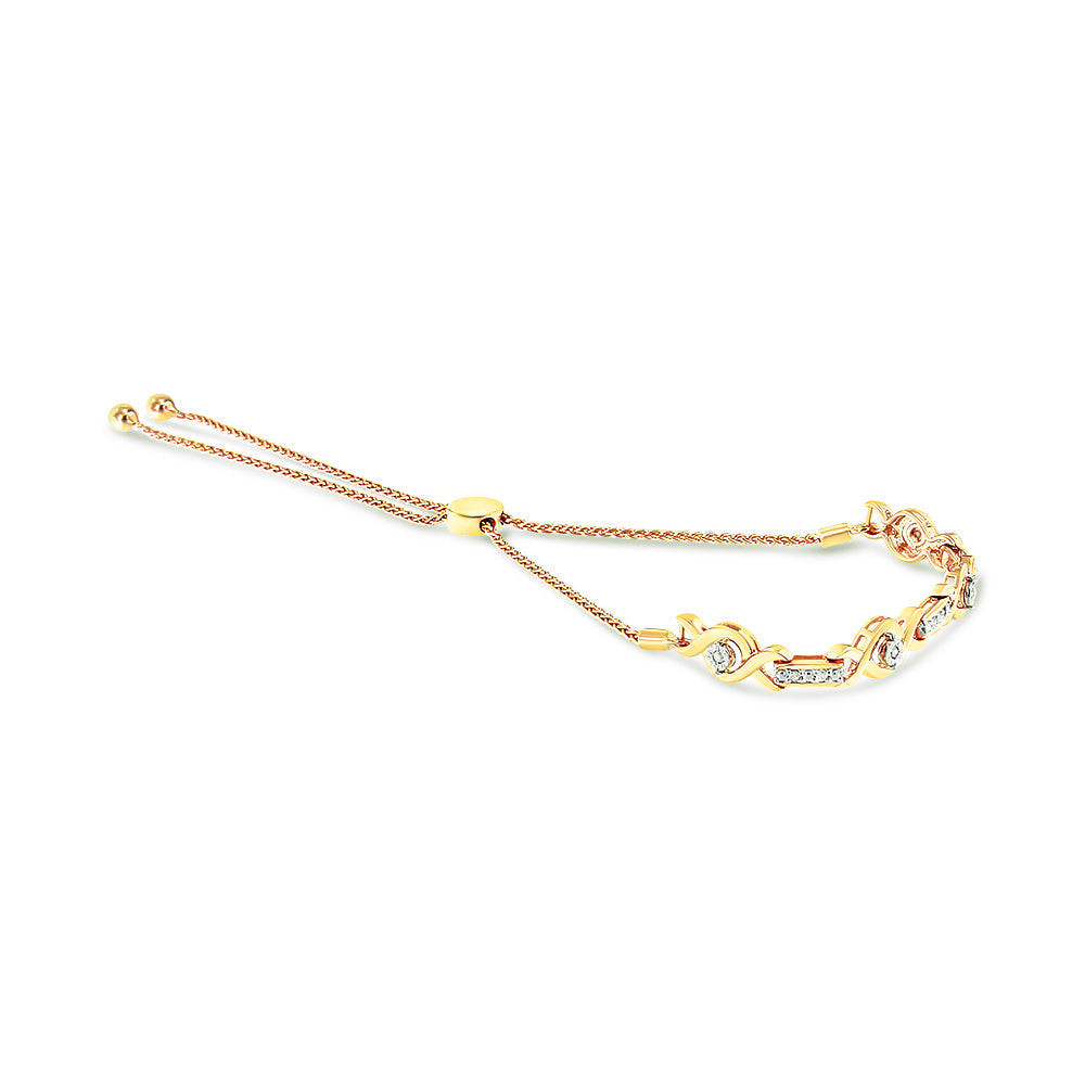 14K Yellow Gold Plated .925 Sterling Silver Channel Set Diamond Accent Twist 4â€-10â€ Adjustable Bolo Bracelet (I-J Color, I3 Clarity) Bids.com