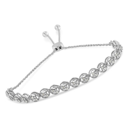 .925 Sterling Silver 1/4 cttw Round-cut Diamond Bolo Bracelet (I-J Color, I3 Clarity) Bids.com