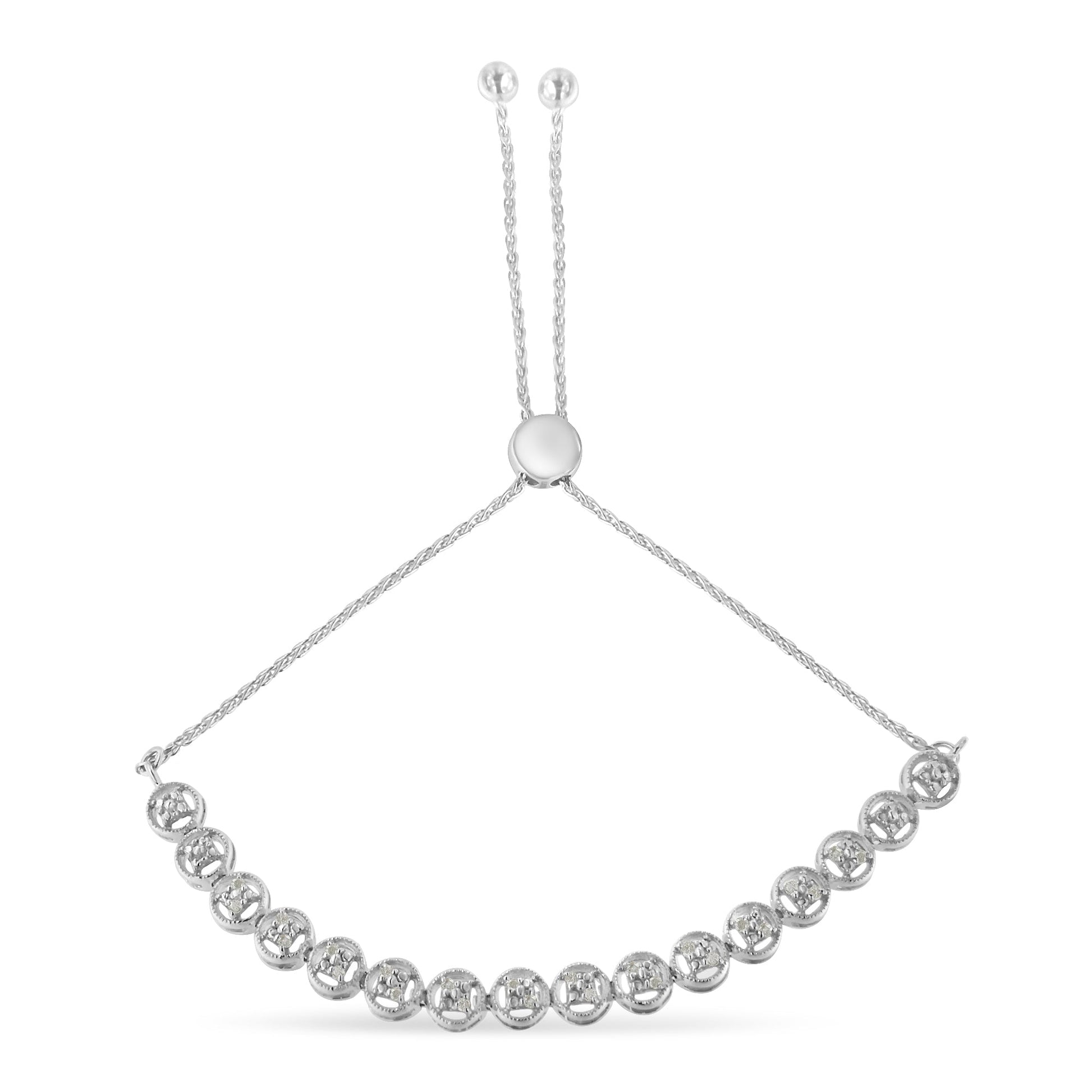 .925 Sterling Silver 1/4 cttw Round-cut Diamond Bolo Bracelet (I-J Color, I3 Clarity) Bids.com