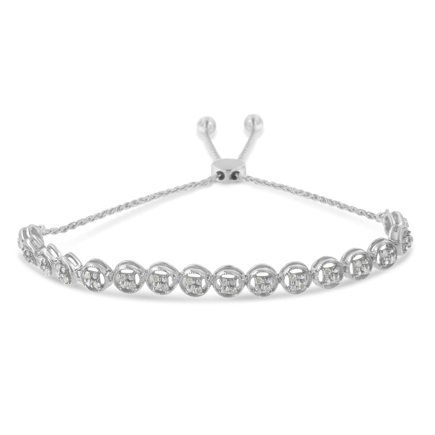 .925 Sterling Silver 1/4 cttw Round-cut Diamond Bolo Bracelet (I-J Color, I3 Clarity) Bids.com