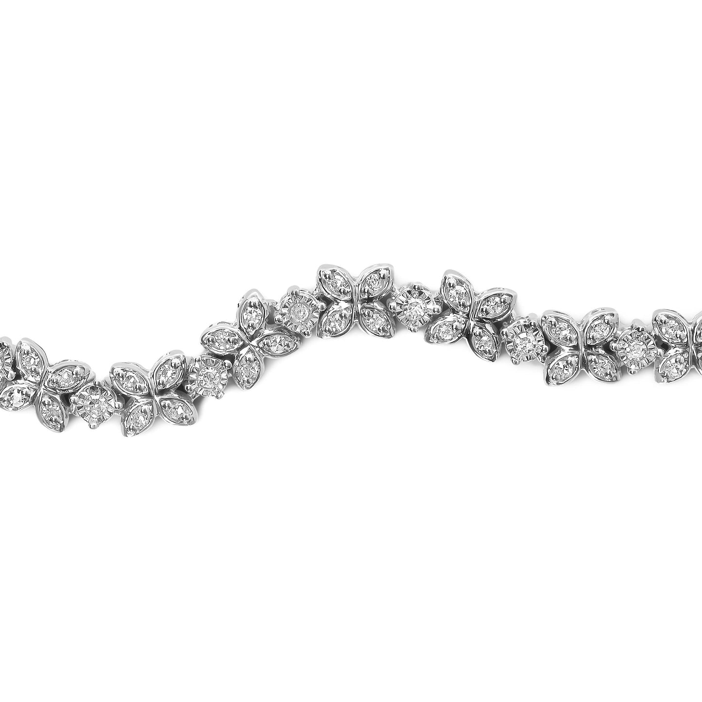 .925 Sterling Silver 1/4 Cttw Diamond Marquise Shaped Link 4"-10" Adjustable Bolo Bracelet (I-J Color, I1-I2 Clarity) Bids.com