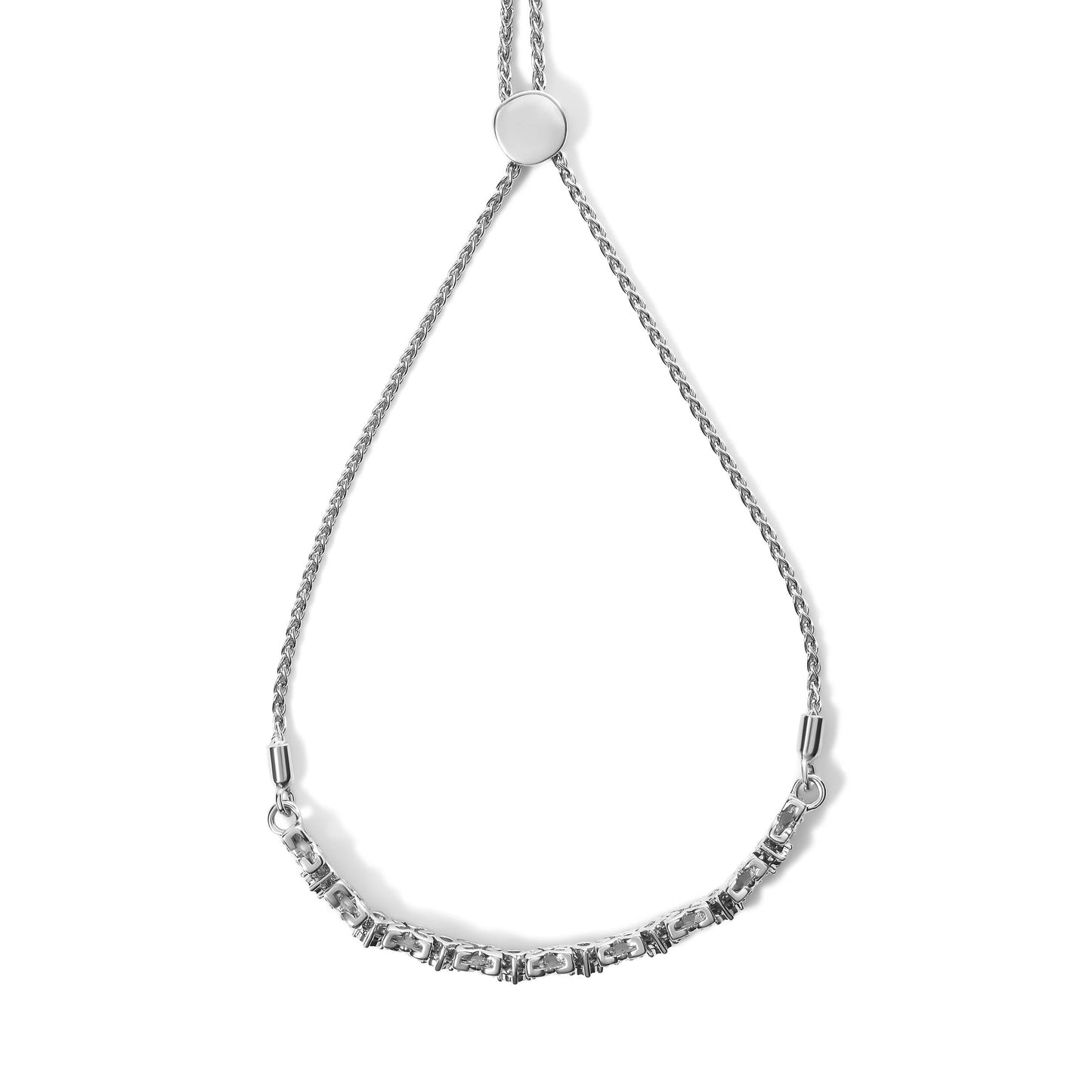.925 Sterling Silver 1/4 Cttw Diamond Marquise Shaped Link 4"-10" Adjustable Bolo Bracelet (I-J Color, I1-I2 Clarity) Bids.com