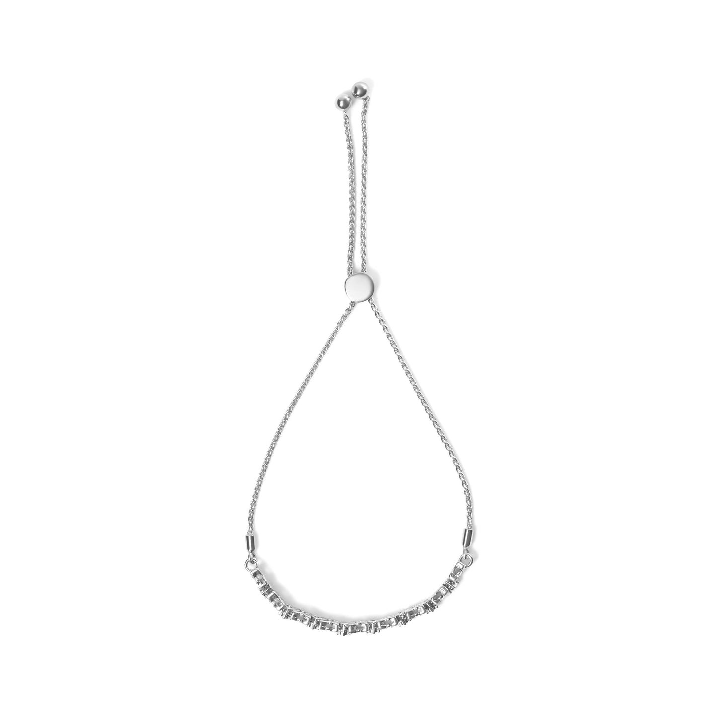 .925 Sterling Silver 1/4 Cttw Diamond Marquise Shaped Link 4"-10" Adjustable Bolo Bracelet (I-J Color, I1-I2 Clarity) Bids.com