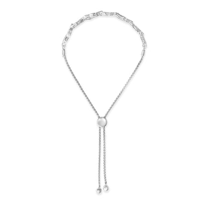 .925 Sterling Silver 1/2 Cttw Diamond Alternating Heart Link Adjustable Bolo Bracelet (I-J Color, I3 Clarity) - 4" to 10" Inches Bids.com