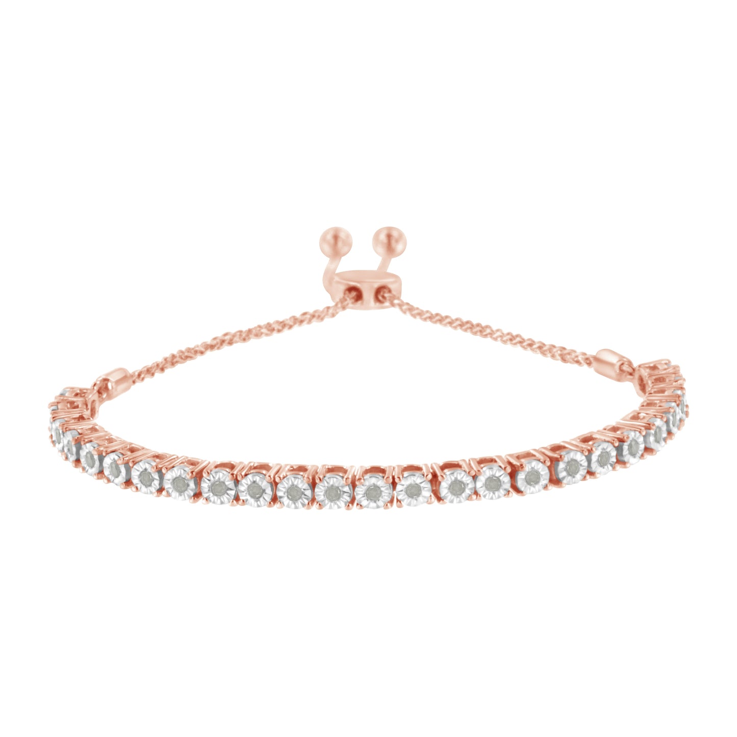 10K Yellow Gold over .925 Sterling Silver 1/4 Cttw Miracle-Set Diamond 4â€-10â€ Adjustable Bolo Tennis Bracelet (I-J Color, I3 Clarity) Bids.com