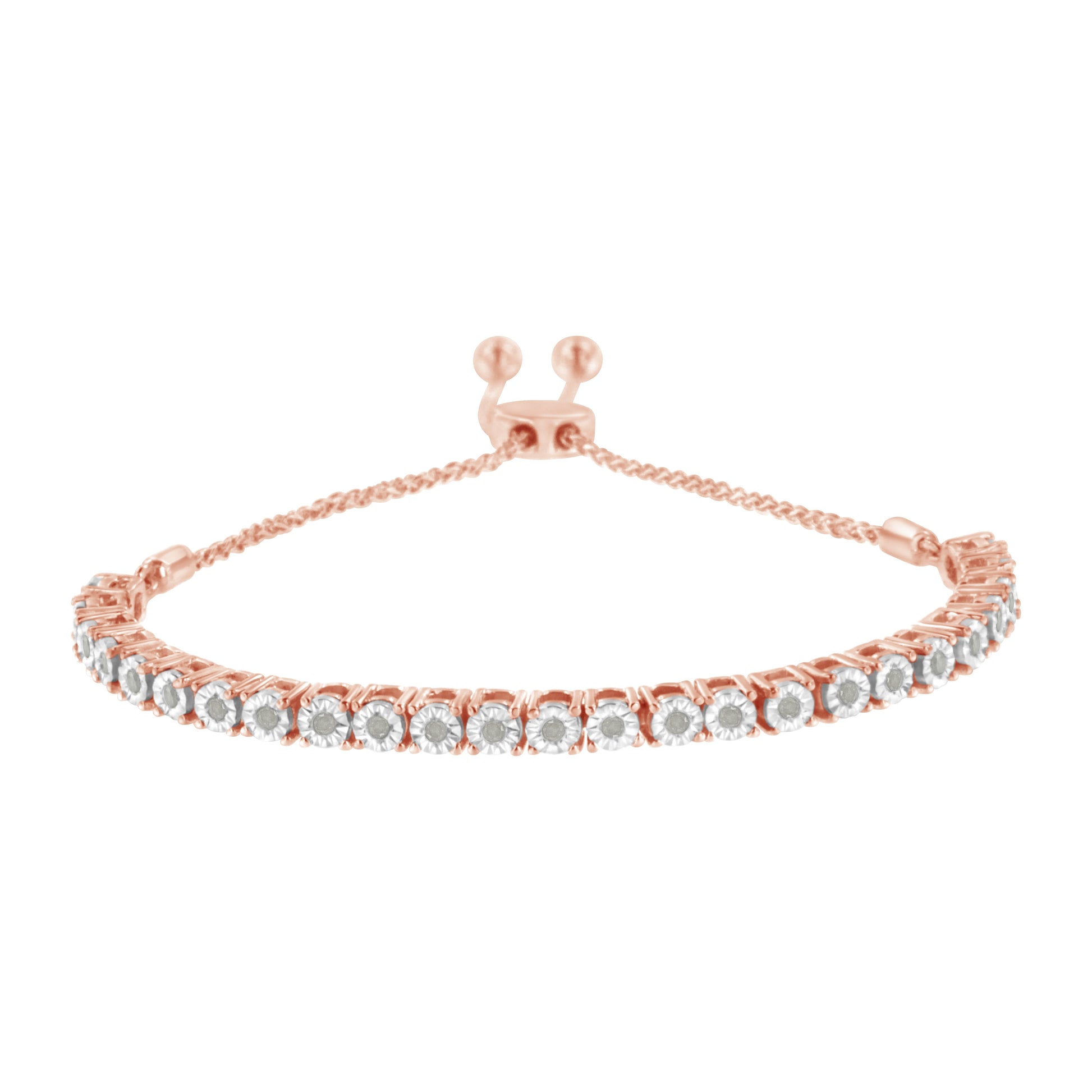 10K Yellow Gold over .925 Sterling Silver 1/4 Cttw Miracle-Set Diamond 4â€-10â€ Adjustable Bolo Tennis Bracelet (I-J Color, I3 Clarity) Bids.com