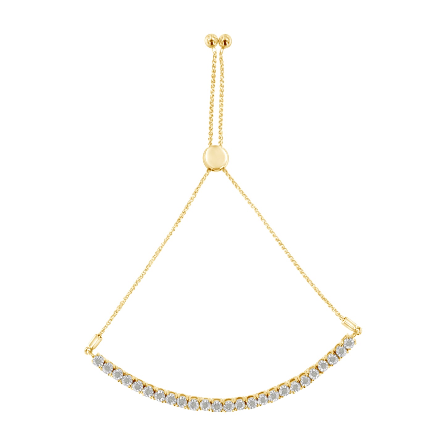 10K Yellow Gold over .925 Sterling Silver 1/4 Cttw Miracle-Set Diamond 4â€-10â€ Adjustable Bolo Tennis Bracelet (I-J Color, I3 Clarity) Bids.com