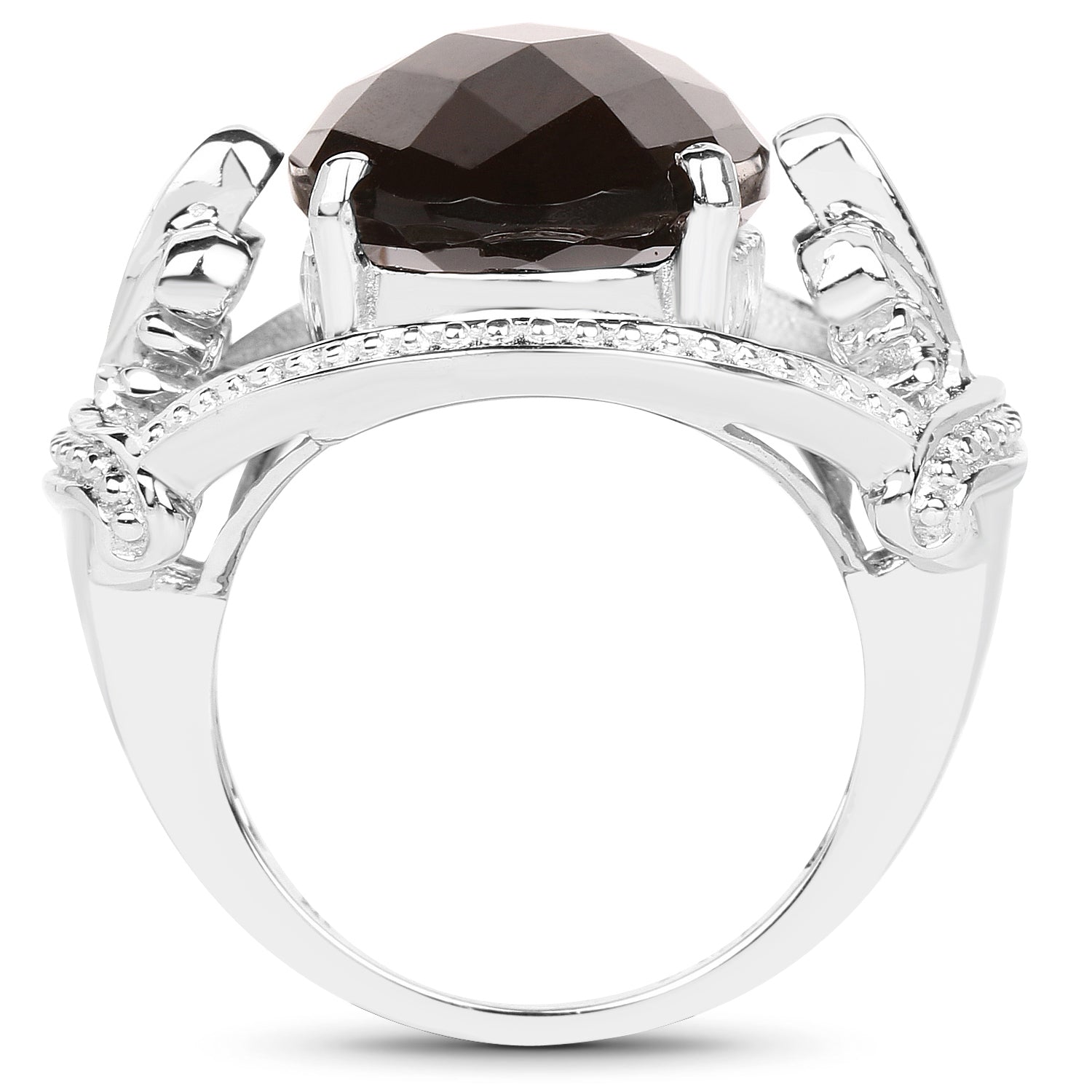 10.50 Carat Genuine Smoky Quartz .925 Sterling Silver Ring Bids.com