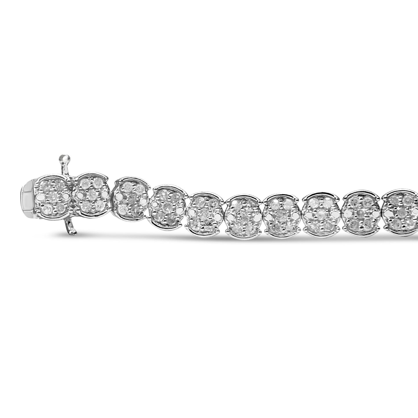 .925 Sterling Silver 2.0 Cttw Diamond Cluster Link Bracelet (I-J Color, I2-I3 Clarity) - Size 7.25" Bids.com