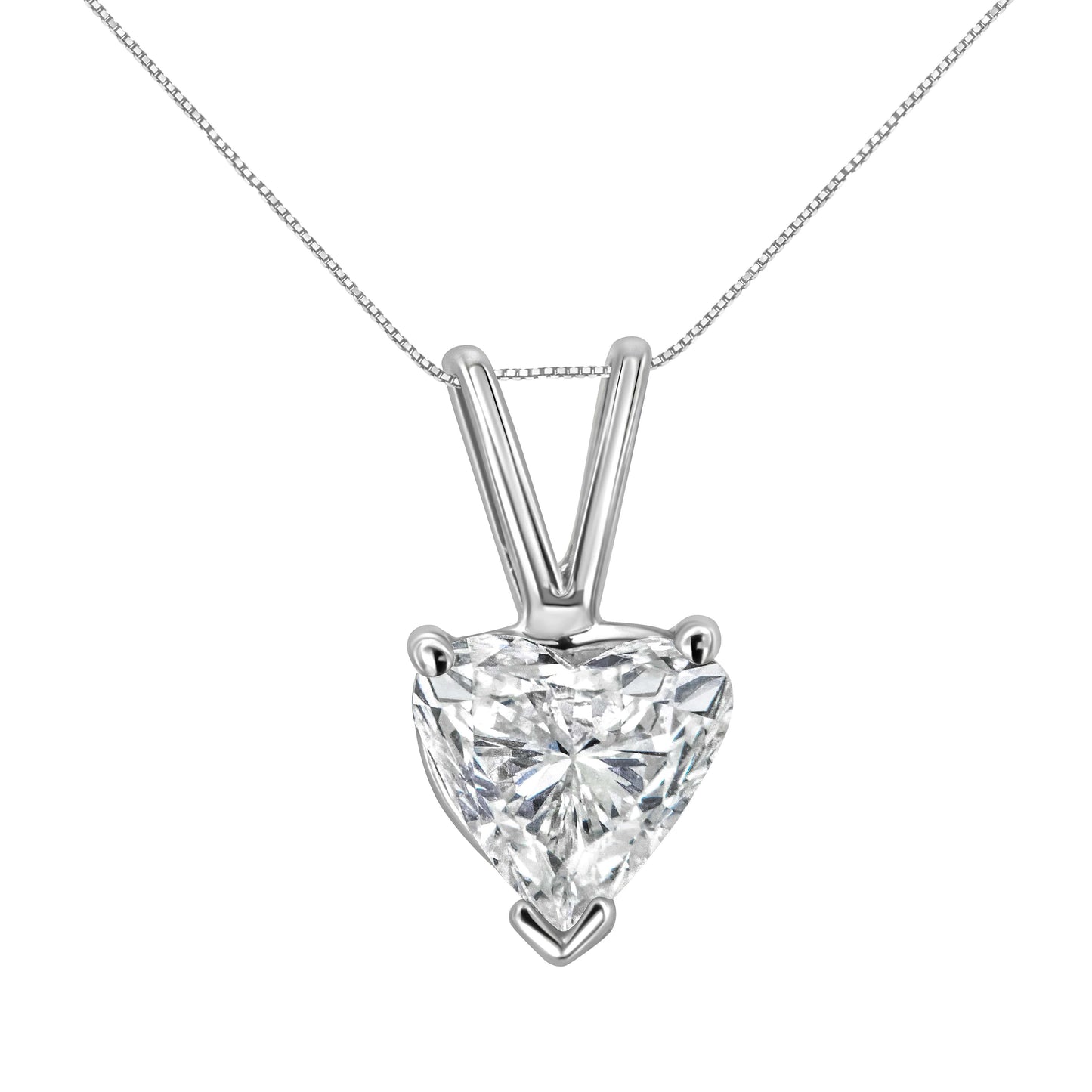 14K White Gold 3/8 Cttw Heart-Shaped Diamond Classic Solitaire 18" Pendant Necklace (H-I Color, VS2-SI1 Clarity) Bids.com