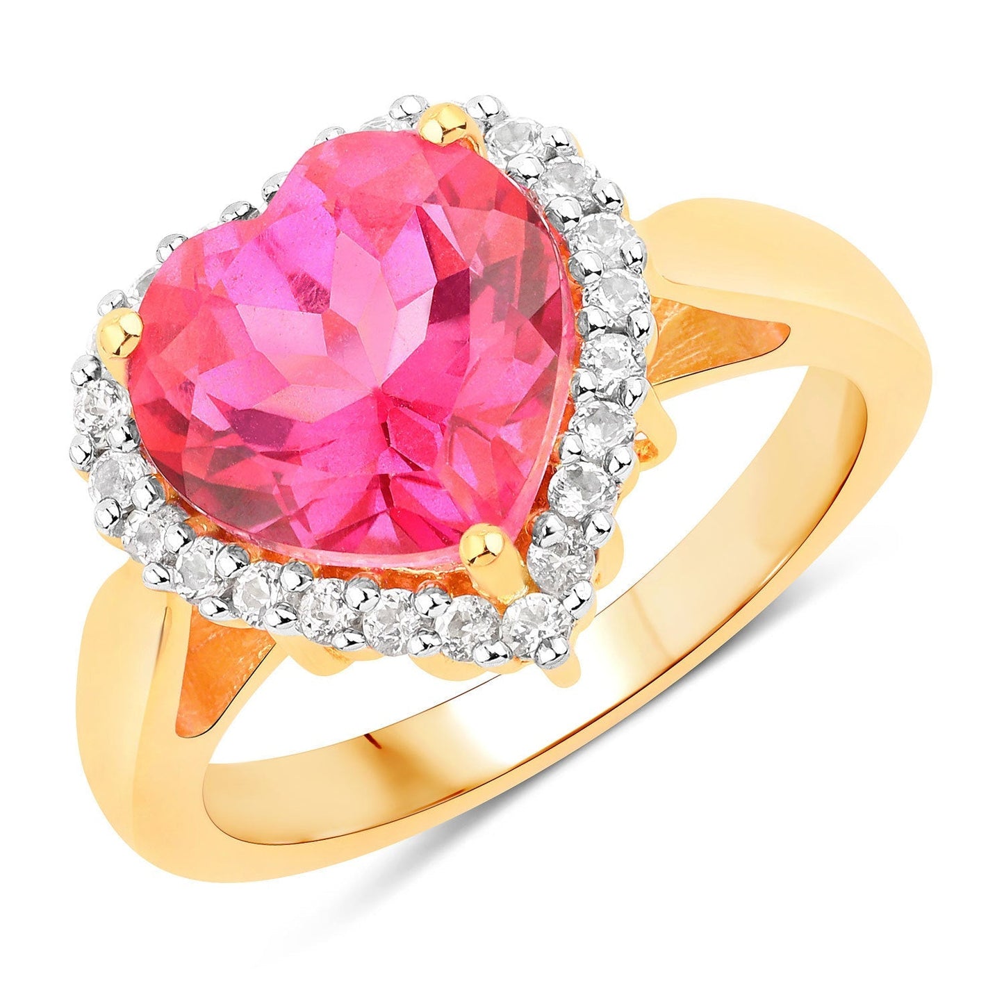 5.03 Carat Genuine Pink Topaz and White Topaz .925 Sterling Silver Ring Bids.com