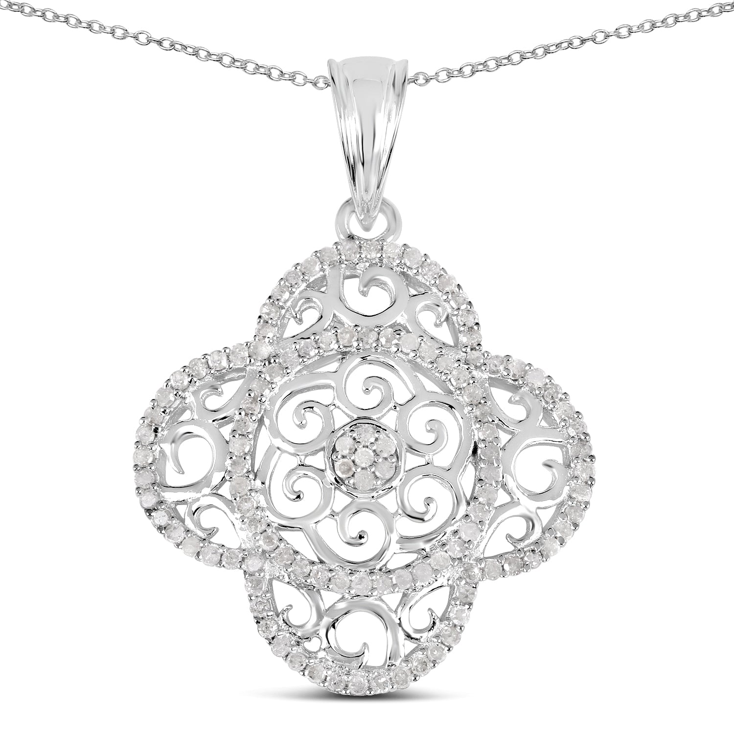 0.57 Carat Genuine White Diamond .925 Sterling Silver Pendant Bids.com