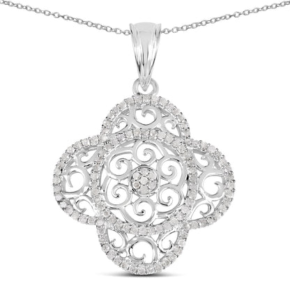 0.57 Carat Genuine White Diamond .925 Sterling Silver Pendant Bids.com
