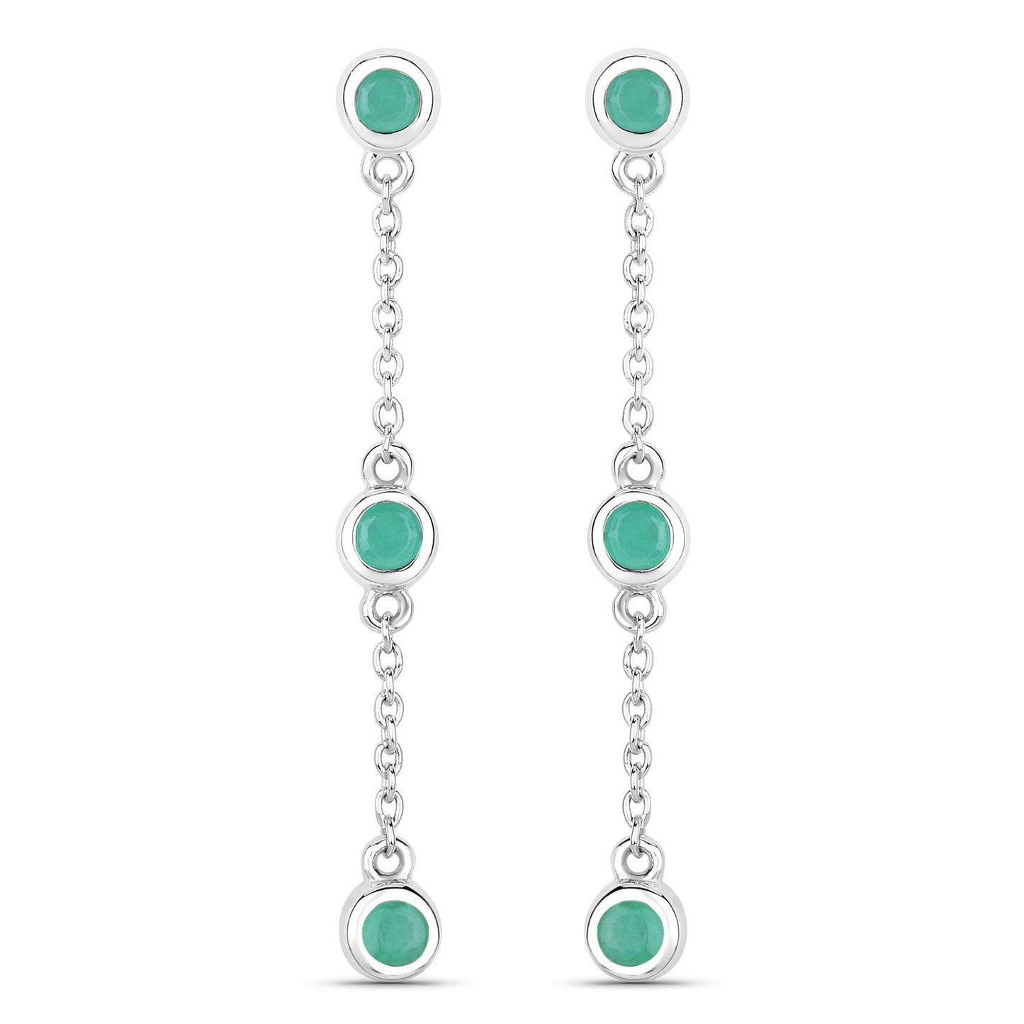 0.60 Carat Genuine Emerald .925 Sterling Silver Earrings Bids.com