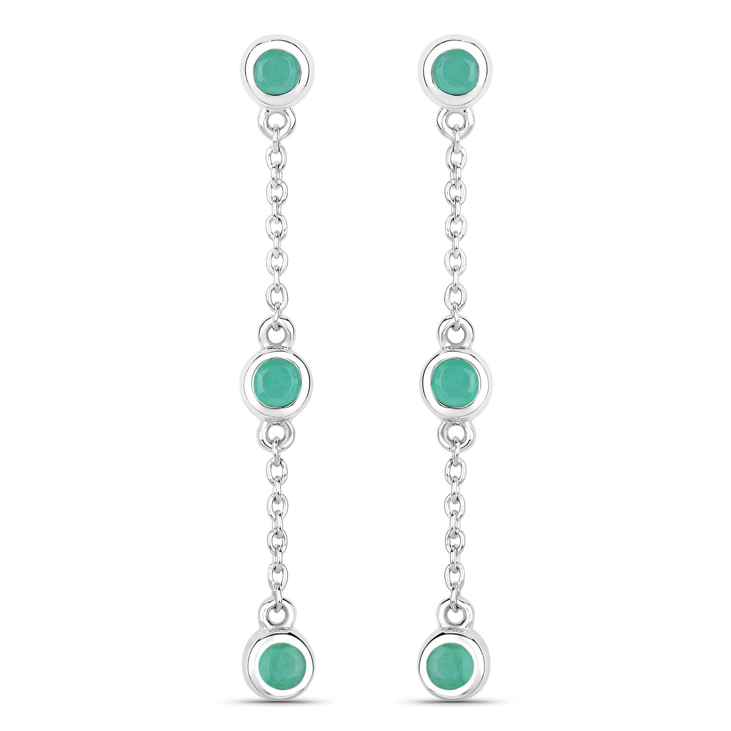 0.60 Carat Genuine Emerald .925 Sterling Silver Earrings Bids.com