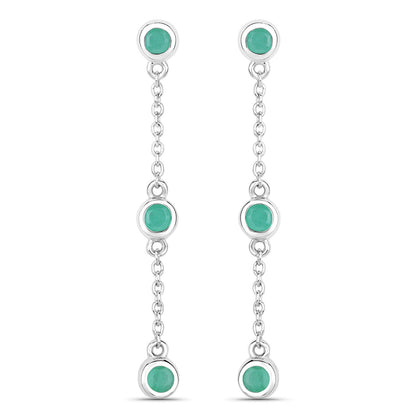 0.60 Carat Genuine Emerald .925 Sterling Silver Earrings Bids.com