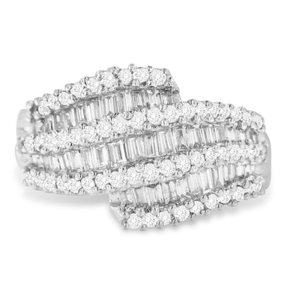 14K White Gold Diamond Cocktail Ring Band (1 3/4 Cttw, H-I Color, SI2-I1 Clarity) - Size 6-1/2 Bids.com