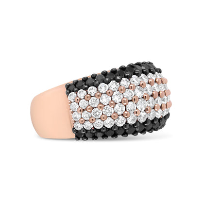18K Rose Gold 2 1/5 Cttw Black and White Diamond 6 Row Band Ring (F-G and Black Color, VS1-VS2 Clarity) - Ring Size 7 Bids.com