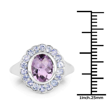 2.53 Carat Genuine Amethyst and Tanzanite .925 Sterling Silver Ring Bids.com