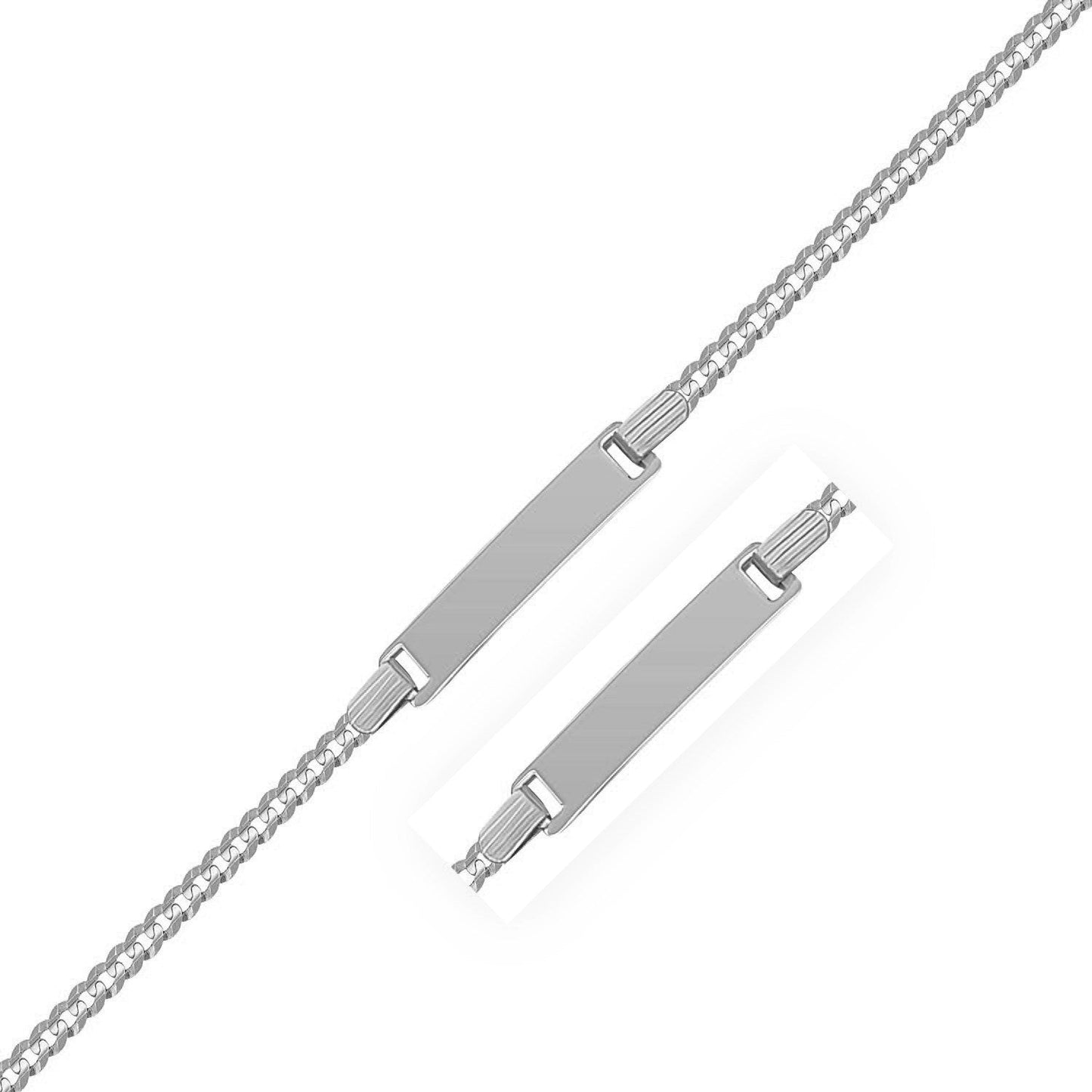 14k White Gold Curb Link Chain Polished Children's ID Bracelet Bids.com